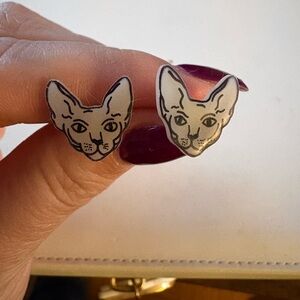 Sphynx Cat Earrings - Black and White